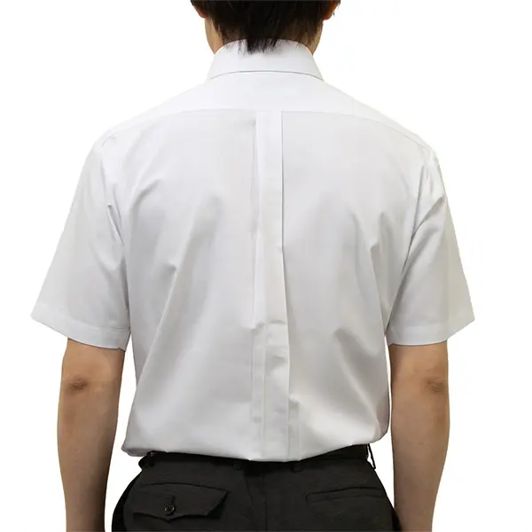 半袖ワイシャツ 総柄 ホワイト 接触冷感 UVカット 遮熱 透けにくい P