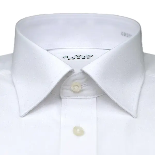 a.v.v HOMME 長袖セミワイドカラー ホワイト ワイシャツ