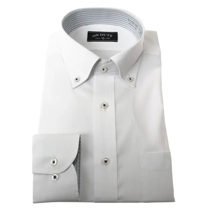 送料無料 メンズ ワイシャツ 長袖 形態安定 ドレスシャツ Yシャツ カッターシャツ ビジネスシャツ フレッシャーズ 男性 ボタンダウン 白 ホワイト ドビー