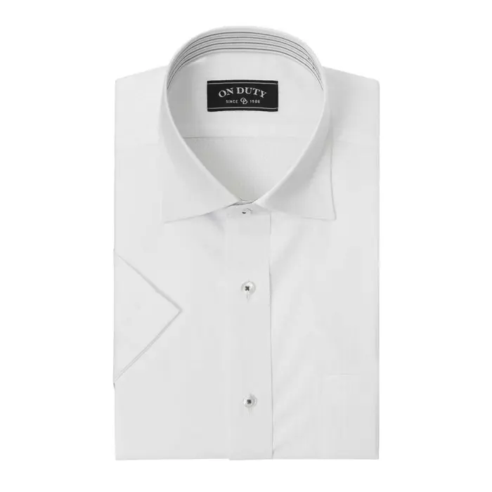 送料無料 ワイシャツ メンズ クールビズ 半袖 形態安定 接触冷感 ワイドカラー ホワイト ドビー