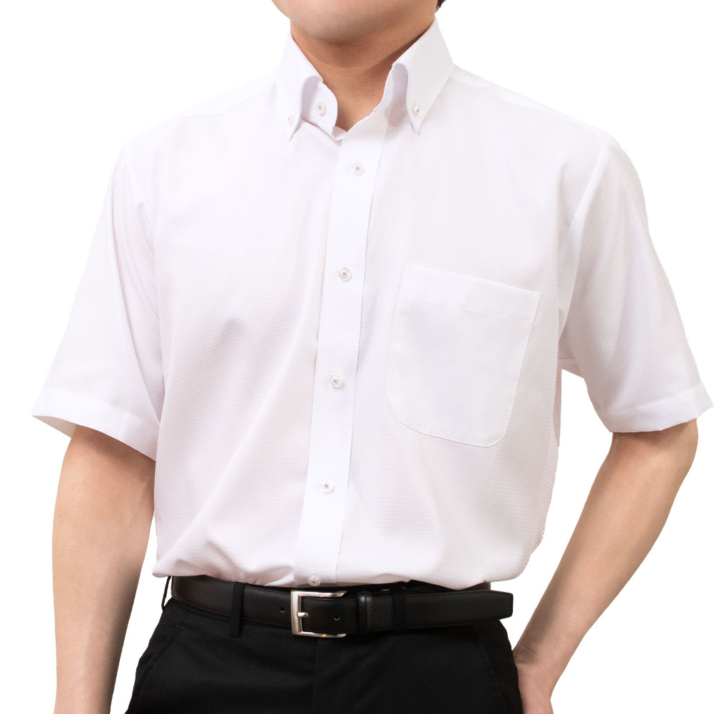 半袖ワイシャツ ストライプ ホワイト ドビー 接触冷感 ON DUTY｜SHIRT