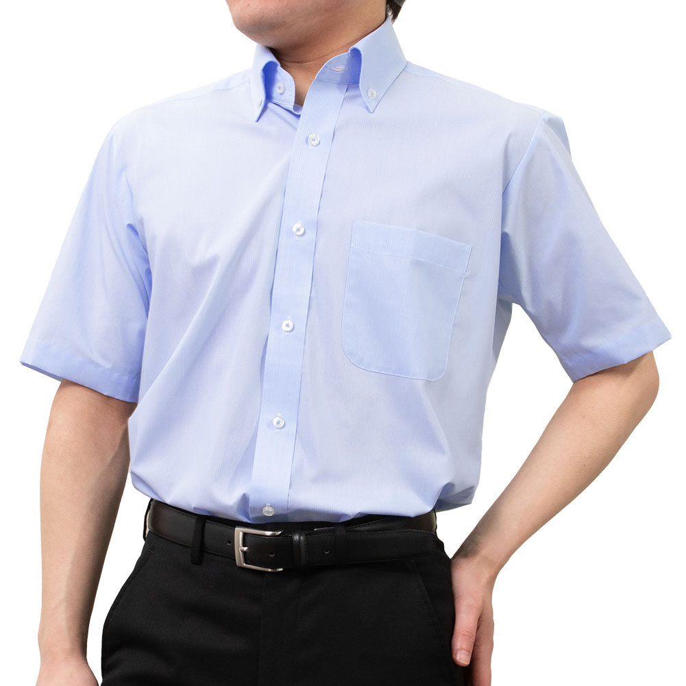 半袖ワイシャツ ストライプ ブルー ドビー 接触冷感 ON DUTY｜SHIRT