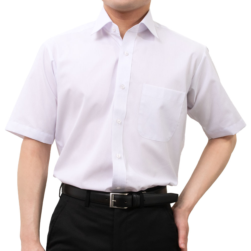 半袖ワイシャツ ストライプ グレー ドビー 接触冷感 ON DUTY｜SHIRT