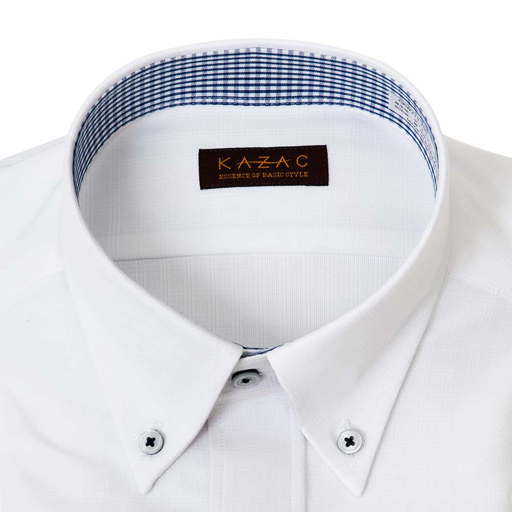 ニットシャツ(裄詰不可) ホワイト  ニット  吸水速乾 KAZAC