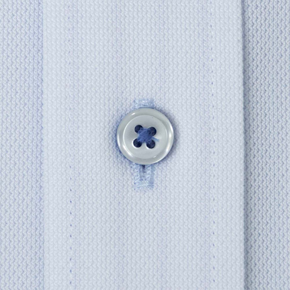 ニットシャツ(裄詰不可) 無地 ブルー  ニット  吸水速乾 KAZAC