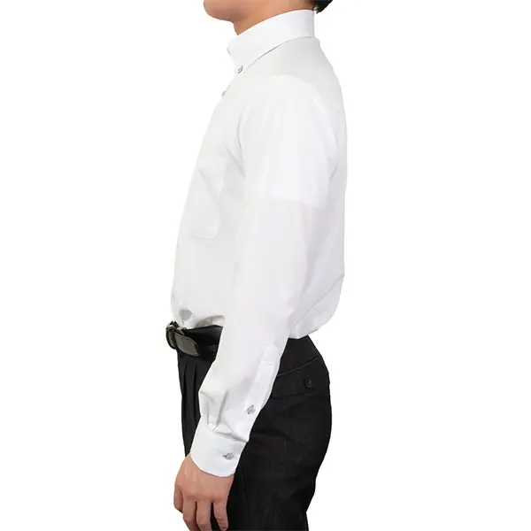 ニットシャツ(裄詰不可) ストライプ ホワイト ニット 吸水速乾 KAZAC