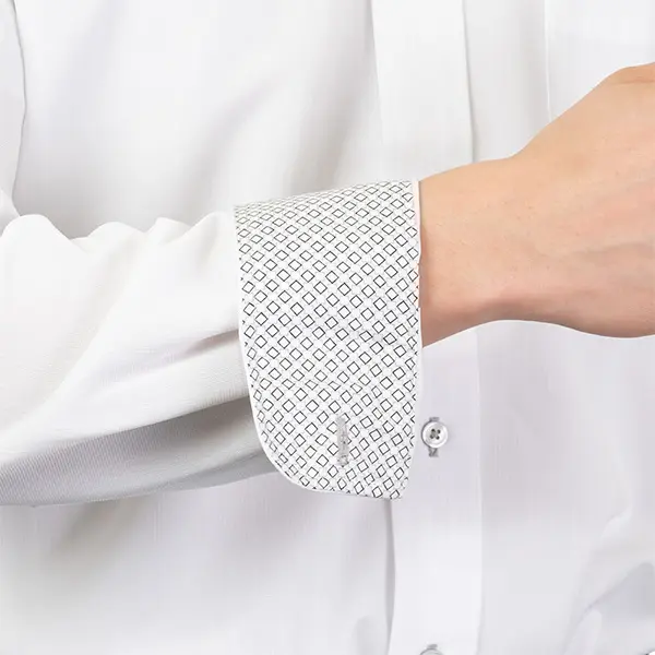 ニットシャツ(裄詰不可) ストライプ ホワイト ニット 吸水速乾 KAZAC