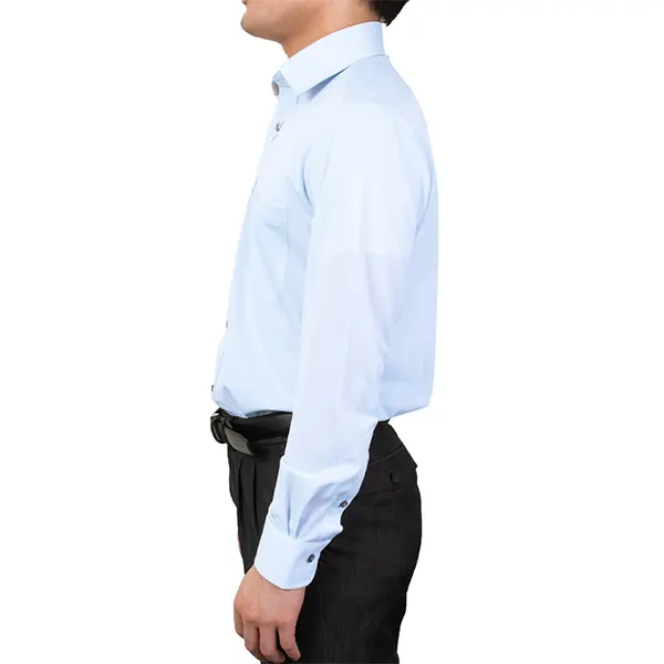 ニットシャツ(裄詰不可) 無地 ストライプ ブルー ニット 吸水速乾