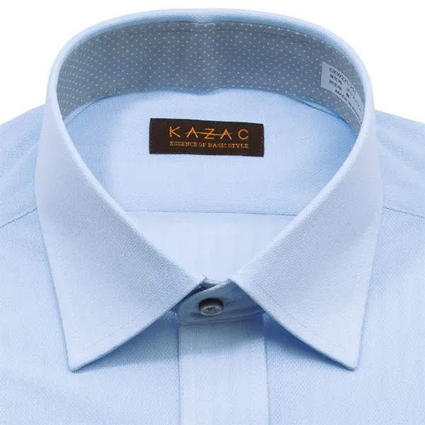 ニットシャツ(裄詰不可) 無地 ストライプ ブルー ニット 吸水速乾