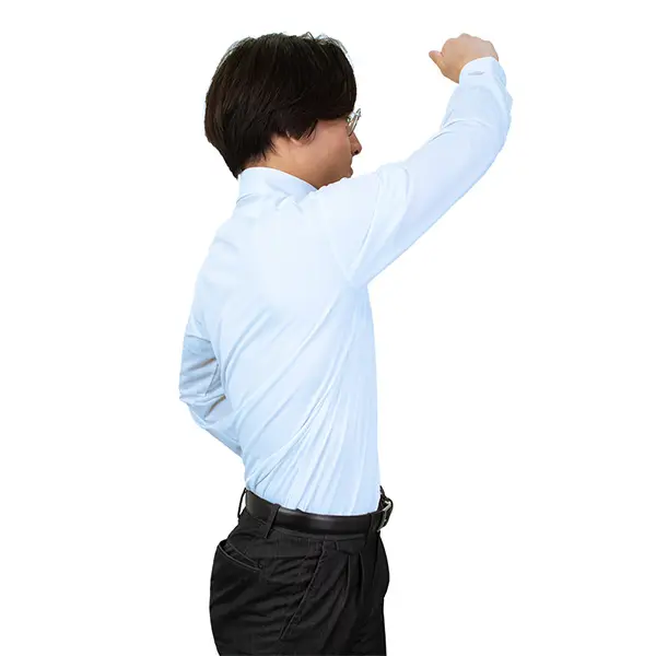 ニットシャツ(裄詰不可) 無地 ストライプ ブルー ニット 吸水速乾