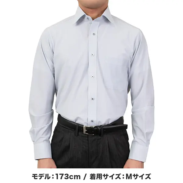 ニットシャツ(裄詰不可) ストライプ グレー ニット 吸水速乾 KAZAC