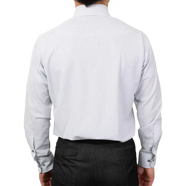 ニットシャツ(裄詰不可) ストライプ グレー ニット 吸水速乾 KAZAC