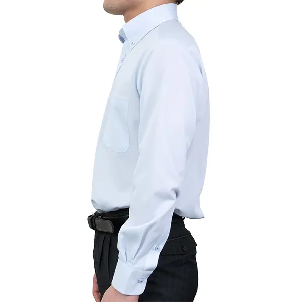 ニットシャツ(裄詰不可) 総柄 ブルー ニット 吸水速乾 KAZAC｜SHIRT