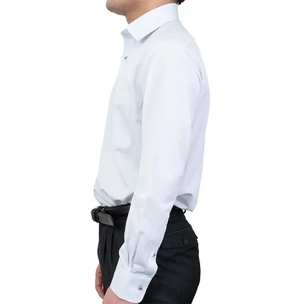 ニットシャツ(裄詰不可) ストライプ ブルー ニット 吸水速乾 KAZAC