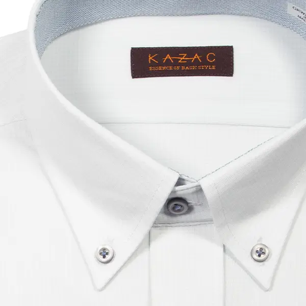 ニットシャツ(裄詰不可) チェック ホワイト ニット 吸水速乾 KAZAC