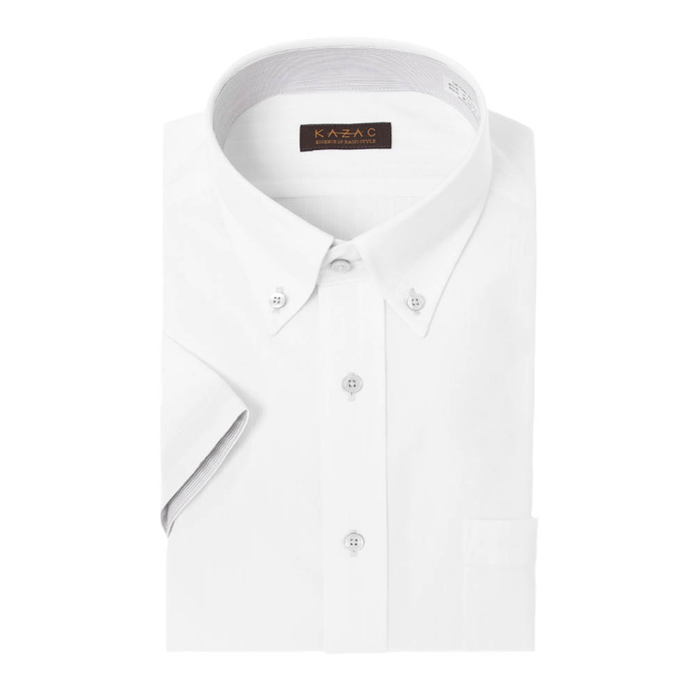 ニットシャツ(裄詰不可) ホワイト  ニット 吸水速乾 フラボノ KAZAC