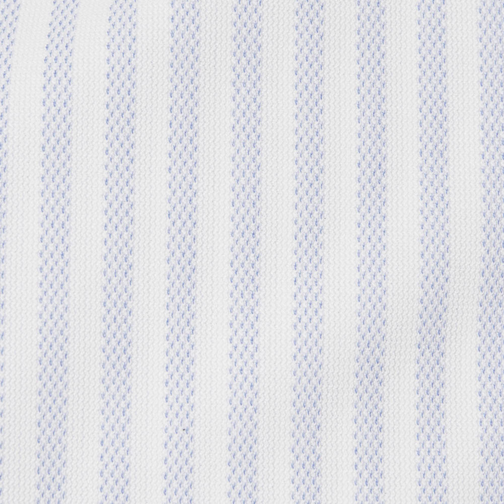 ニットシャツ(裄詰不可) ストライプ ブルー  ニット 吸水速乾 フラボノ KAZAC