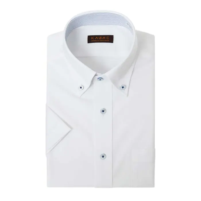ニット ワイシャツ ※裄詰め対応不可 メンズ 半袖 ノーアイロン ストレッチ ボタンダウン 白 ホワイト