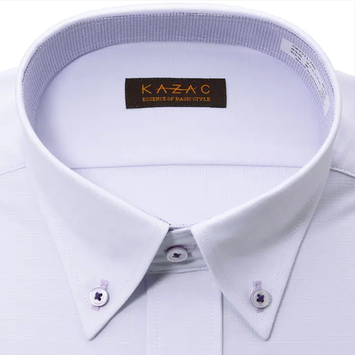 ワイシャツ チェック パープル  ニット 吸水速乾 消臭 KAZAC