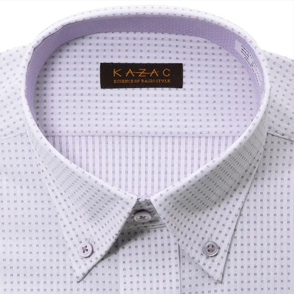 ワイシャツ ドット パープル  ニット 吸水速乾 消臭 KAZAC