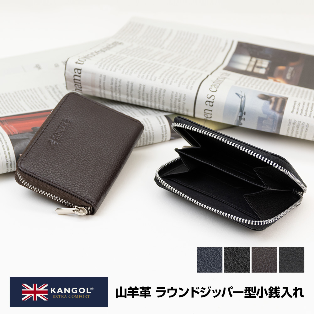 KANGOL 山羊革 小銭入れ ラウンドファスナー型