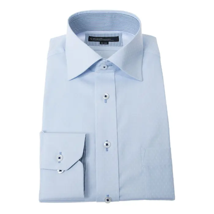 超 形態安定 ワイシャツ メンズ 長袖 制菌 抗菌 ノーアイロン ボタンダウン ワイドカラー ドレスシャツ Yシャツ カッターシャツ ビジネスシャツ 白 ブルー CYGNUS 標準体