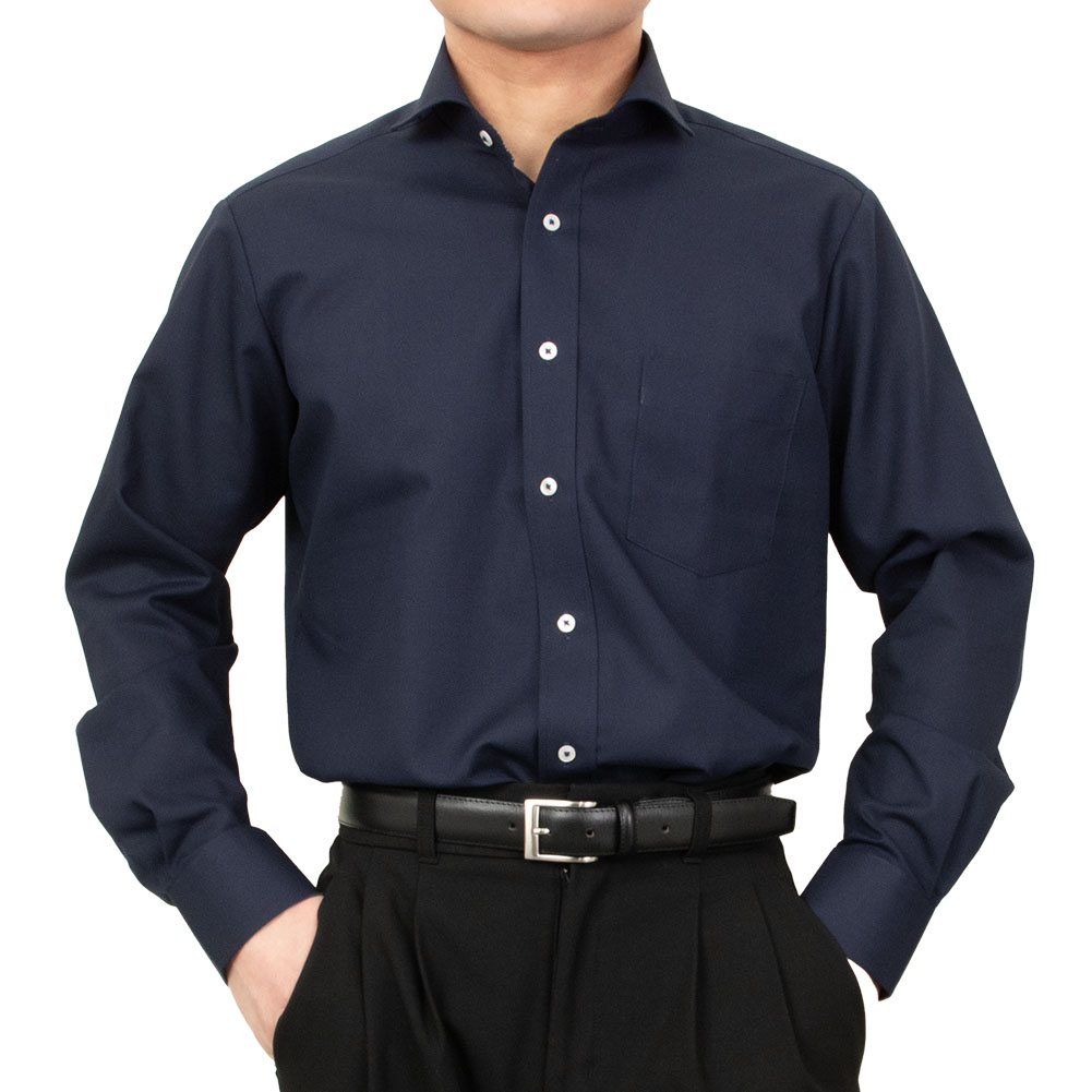 ワイシャツ 無地 ネイビー ドビー AgFresh 防臭 抗菌 CYGNUS｜SHIRT