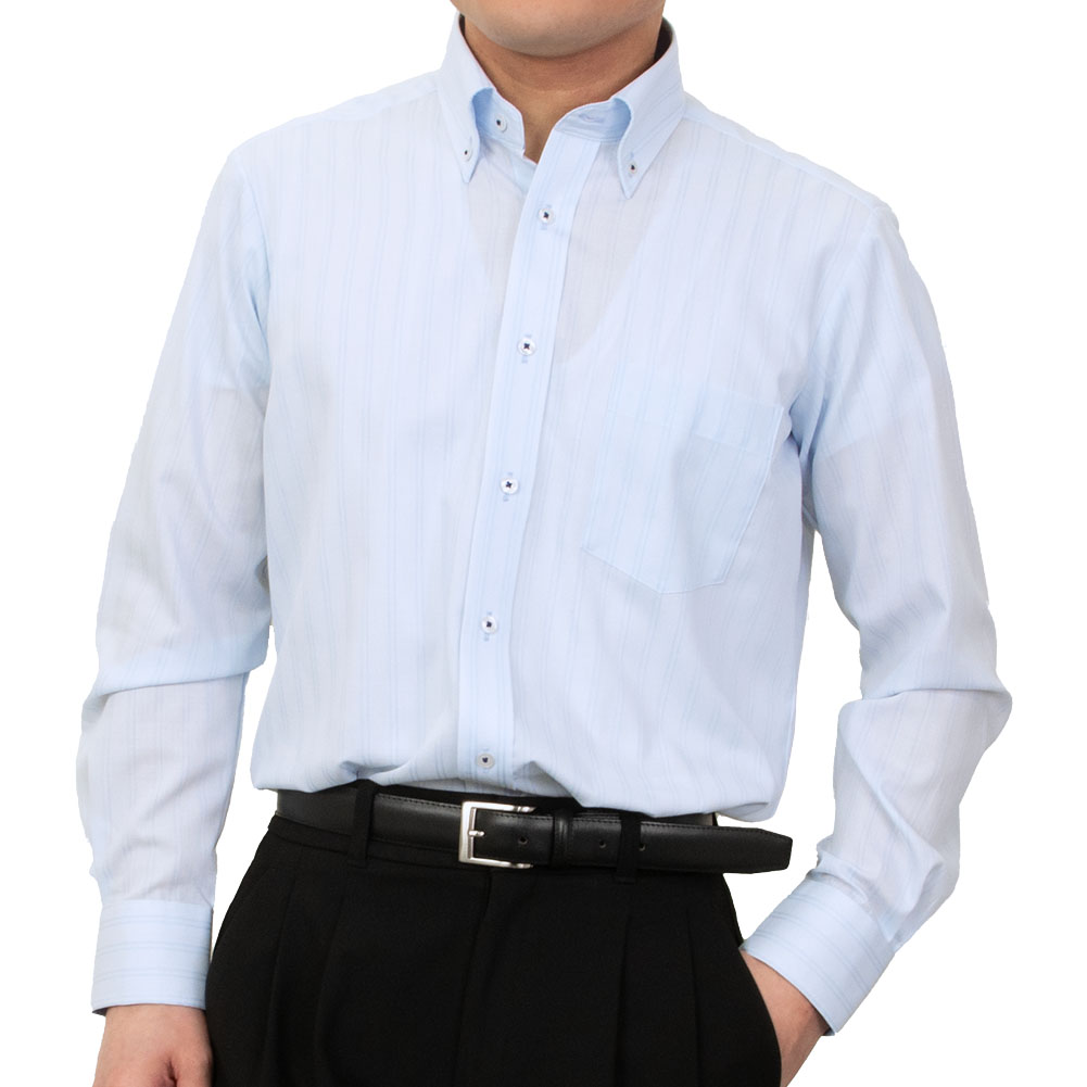 ワイシャツ ストライプ ブルー ドビー AgFresh 防臭 抗菌 CYGNUS