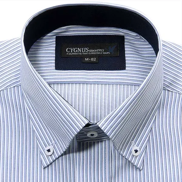 ワイシャツ ストライプ ブルー ドビー AgFresh 防臭 抗菌 CYGNUS