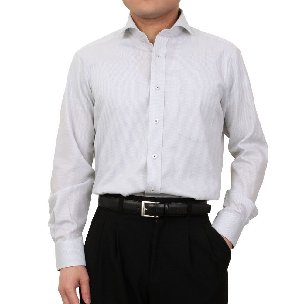 ワイシャツ チェック ホワイト ドビー AgFresh 防臭 抗菌 CYGNUS