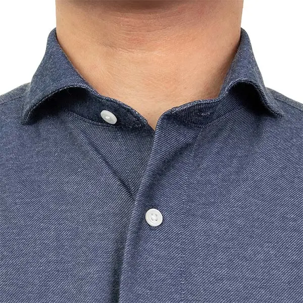 ニットシャツ(裄詰不可) デザイン ネイビー ニット アルティマ 吸水速