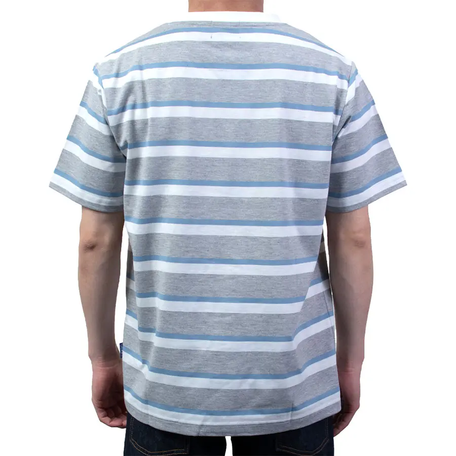 白×水色ボーダー グレーTシャツ GERRY刺繍付き クルーネック（ラッピング不可）
