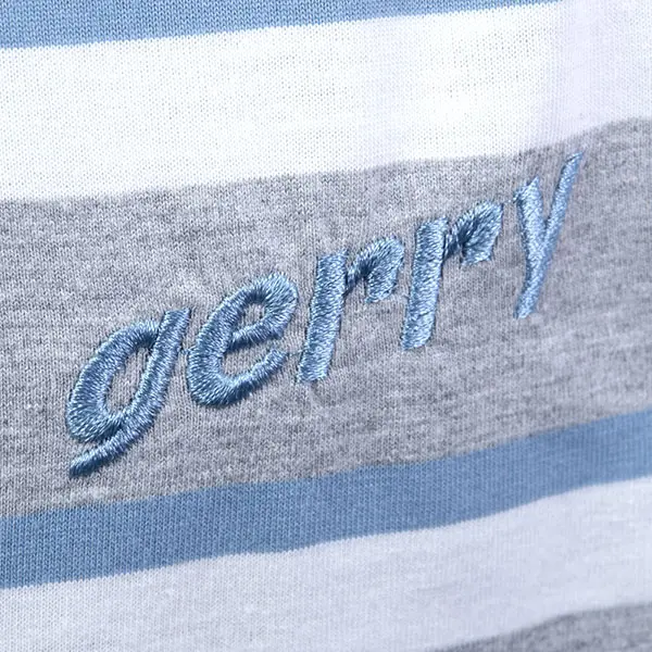 白×水色ボーダー グレーTシャツ GERRY刺繍付き クルーネック（ラッピング不可）
