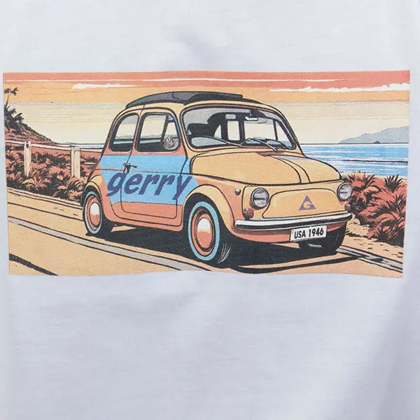 ヴィンテージ風 クラシックカー クルーネック Tシャツ（ホワイト）（ラッピング不可）