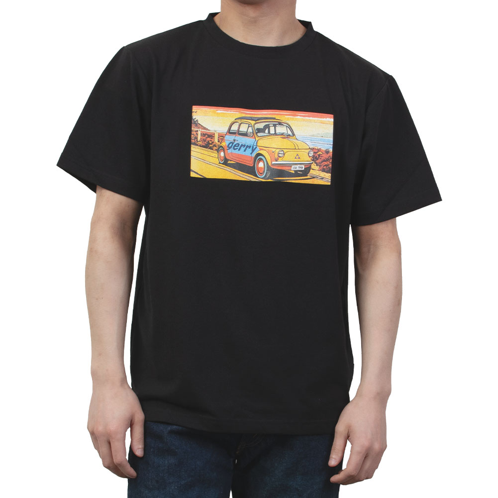 ヴィンテージ風 クラシックカー クルーネック Tシャツ（ブラック）（ラッピング不可）