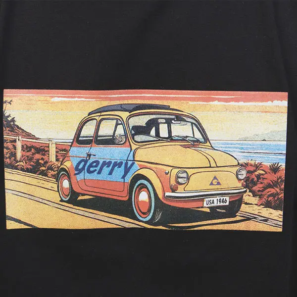 ヴィンテージ風 クラシックカー クルーネック Tシャツ（ブラック）（ラッピング不可）
