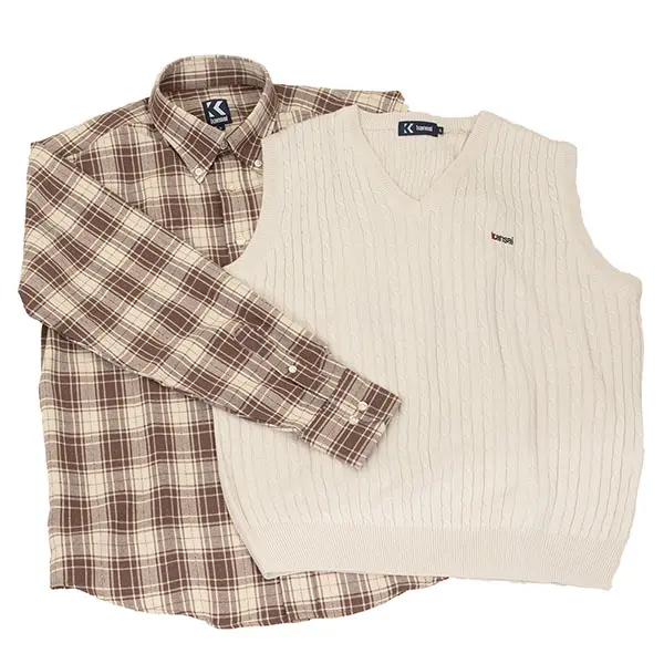 NKE852ネルシャツ NKC788ケーブルニットベスト（ラッピング不可