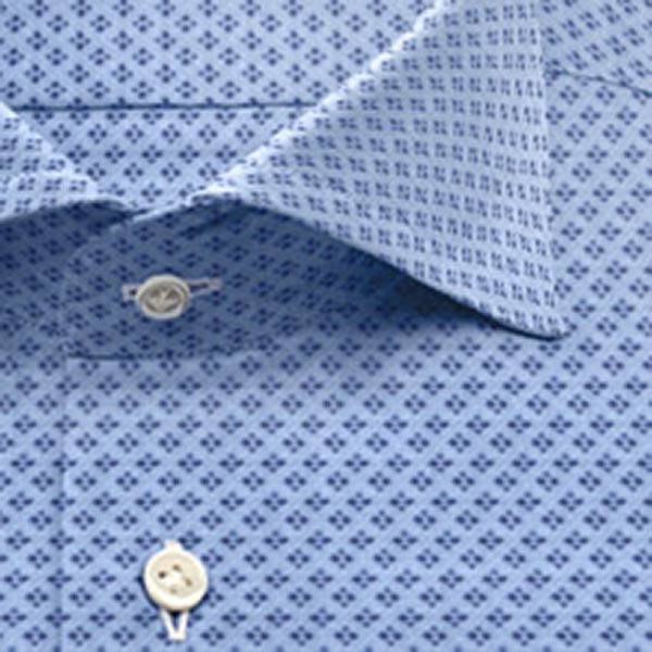 綿 100%｜ パターンオーダーシャツ　ブルー × 濃紺