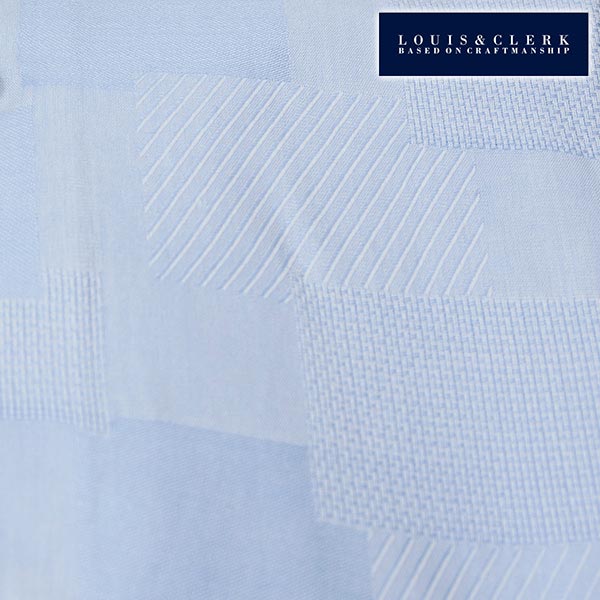 ワイシャツ 幾何 ブルー ジャカード LOUIS & CLERK【OUTLETS】