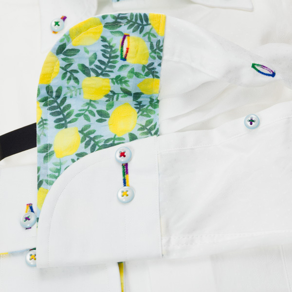 ワイシャツ 花柄 ホワイト ジャカード LOUIS & CLERK【OUTLETS】