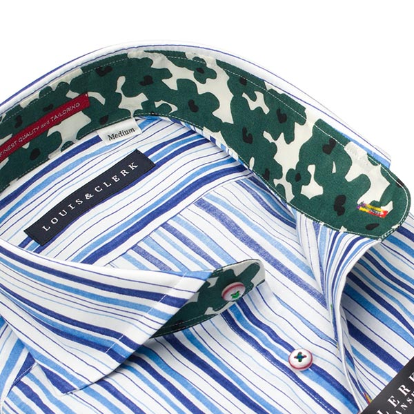 Louis&Clerk(ルイス＆クラーク) 長袖カッタウェイ ブルー ワイシャツ【OUTLETS】