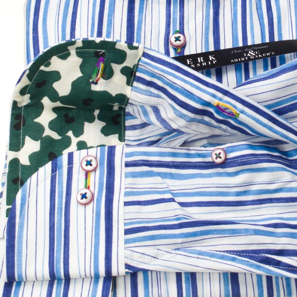 Louis&Clerk(ルイス＆クラーク) 長袖カッタウェイ ブルー ワイシャツ【OUTLETS】