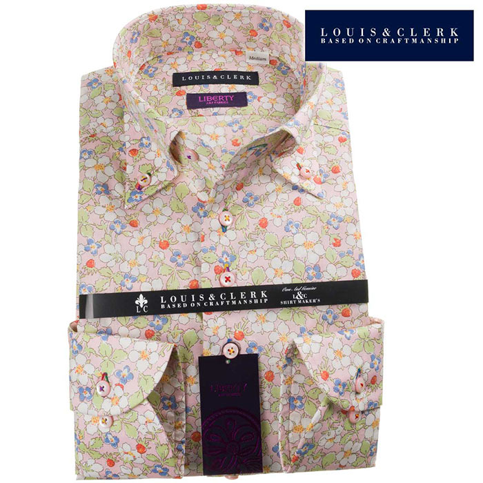 ◆ブランド／LOUIS & CLERK◆商品ジャンル／長袖ワイシャツ◆サイズ展開／M,L,LL,3L,◆シルエット／コンフォート◆衿型／ボタンダウン◆袖丈／長袖◆色／ピンク◆柄／花柄プリント柄