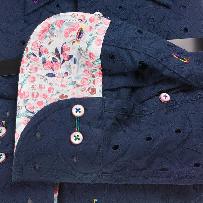 Louis&Clerk(ルイス＆クラーク) 長袖ボタンダウン ネイビー ワイシャツ【OUTLETS】