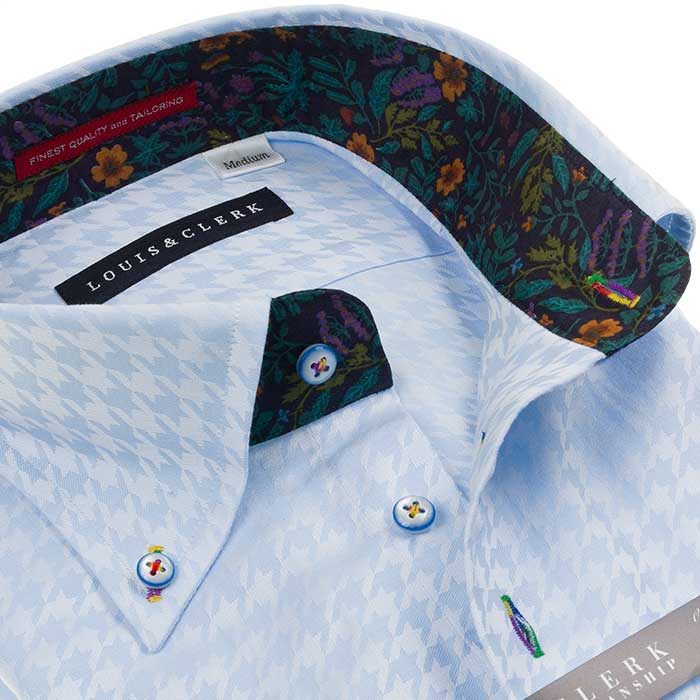 Louis&Clerk(ルイス＆クラーク) 長袖ボタンダウン ブルー ワイシャツ【OUTLETS】