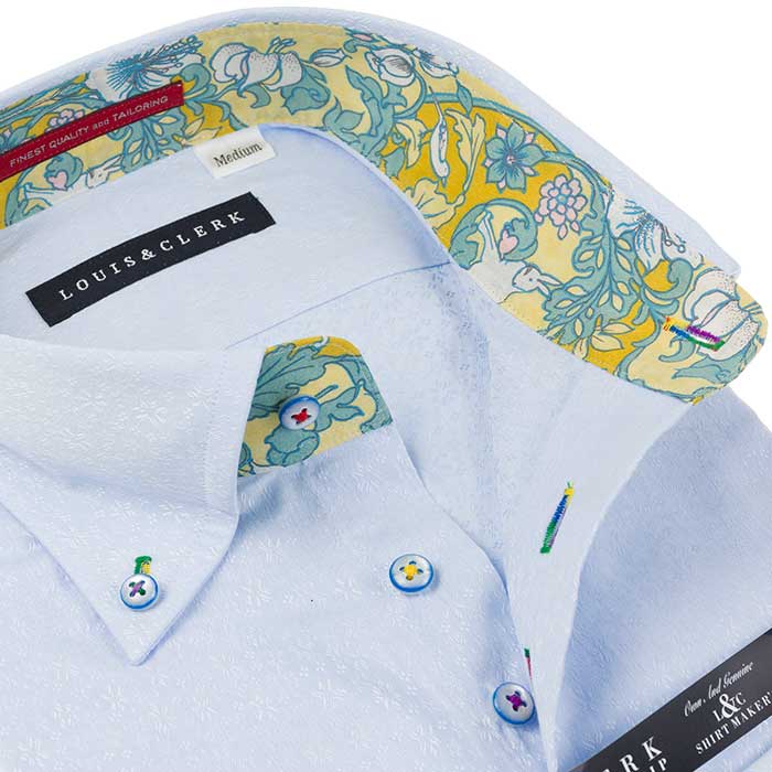 Louis&Clerk(ルイス＆クラーク) 長袖ボタンダウン ブルー ワイシャツ【OUTLETS】