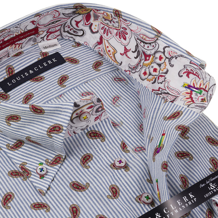 Louis&Clerk(ルイス＆クラーク) 長袖ボタンダウン ブルー ワイシャツ【OUTLETS】