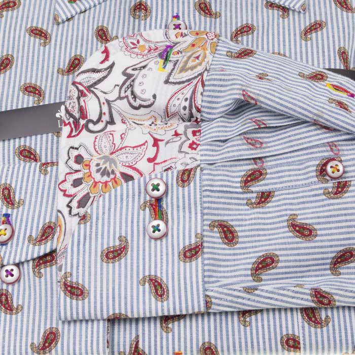 Louis&Clerk(ルイス＆クラーク) 長袖ボタンダウン ブルー ワイシャツ【OUTLETS】