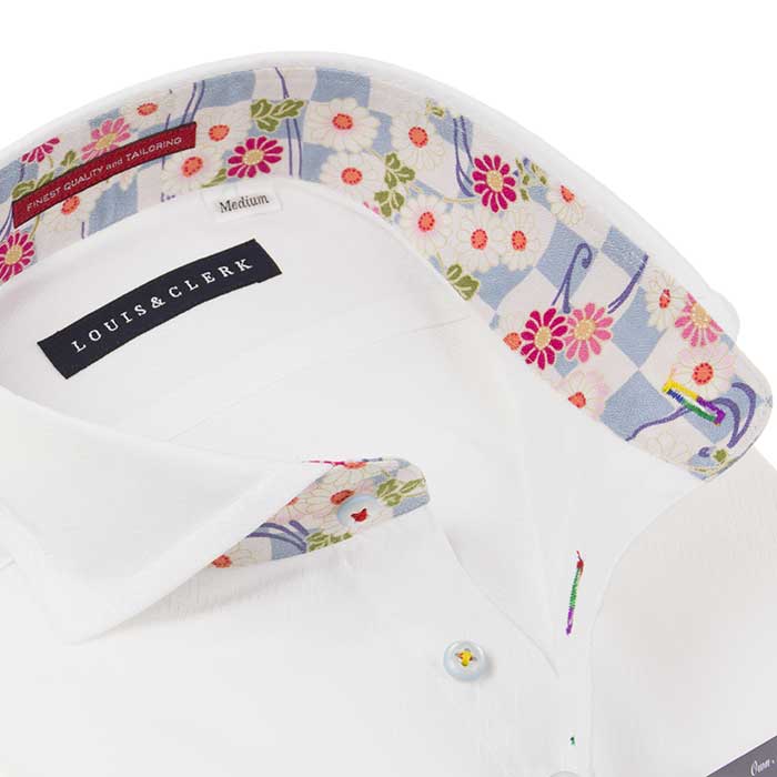 Louis&Clerk(ルイス＆クラーク) 長袖カッタウェイ ホワイト ワイシャツ【OUTLETS】