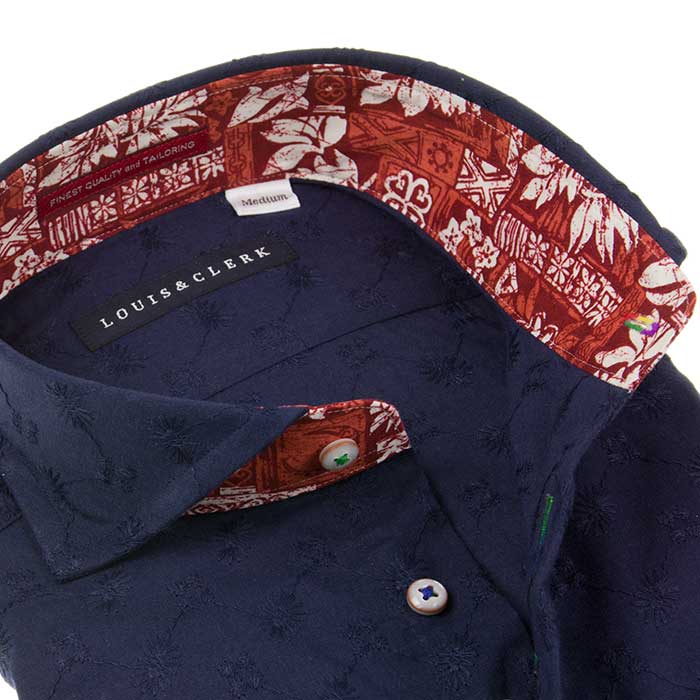 Louis&Clerk(ルイス＆クラーク) 長袖カッタウェイ ネイビー ワイシャツ【OUTLETS】